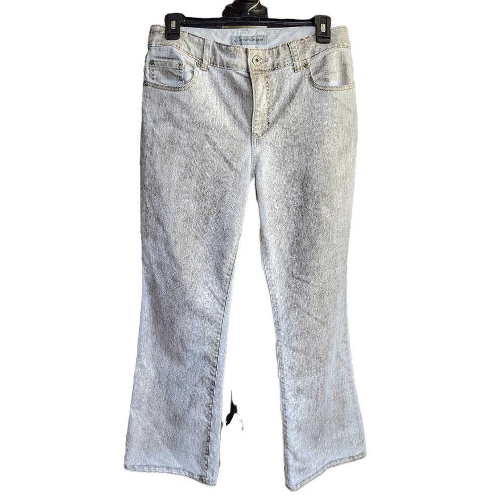 Chico’s Tan White Wash Flare Leg Jeans Chicos Size 1